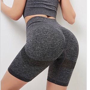 Grey Booty Lifting Biker Shorts & Crop Top Set